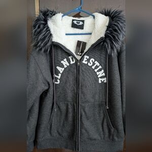 Clandestine Industries 2025 Grey Fur Hoodie